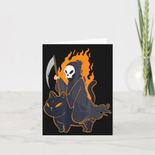 Sensenmann reitet gruselige schwarze Katze Hallowe Karte
