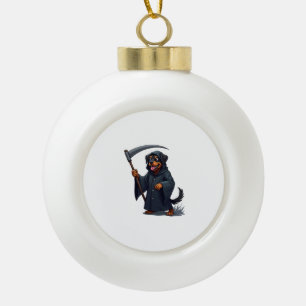 Sensenmann Rottweiler Hund Keramik Kugel-Ornament