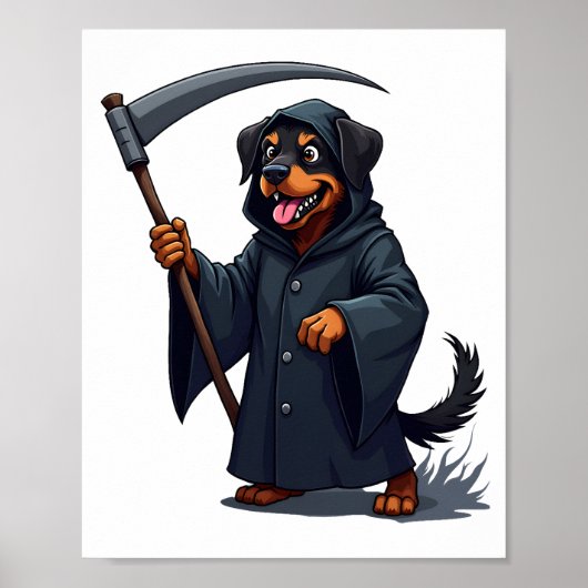 Sensenmann Rottweiler Hund Poster (Vorne)