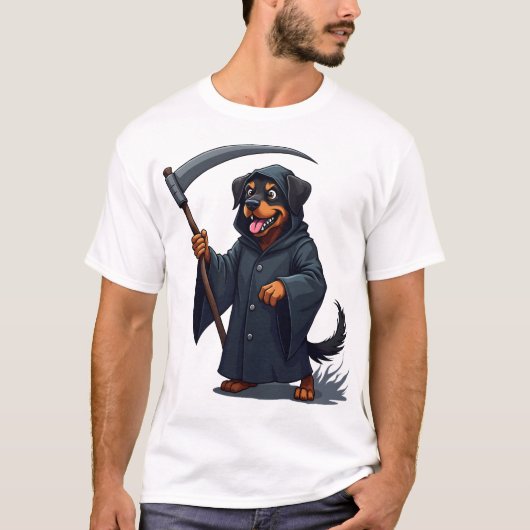 Sensenmann Rottweiler Hund T-Shirt (Vorderseite)