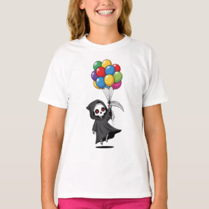 Sensenmann schwebt mit Luftballons für Kinder T-Shirt