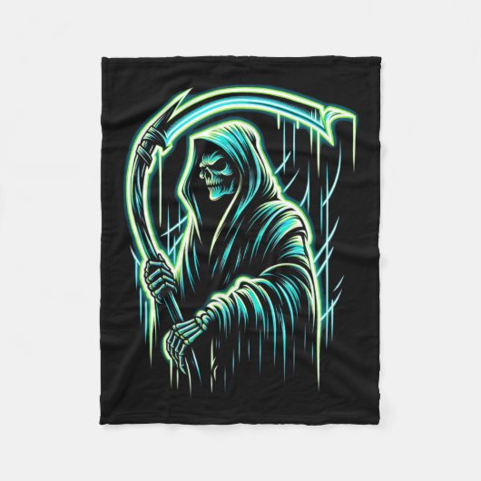 Sensenmann Skeleton Skull Coole Halloween-Schwerme Fleecedecke (Vorderseite)