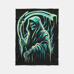 Sensenmann Skelett Schädel Cool Halloween Heavy Me Fleecedecke