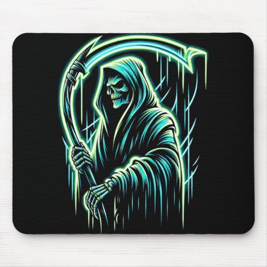 Sensenmann Skelett Schädel Cool Halloween Heavy Me Mousepad (Vorne)