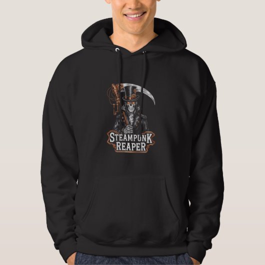 Sensenmann Steampunk Todesgott Zahnräder Zylinder Hoodie (Vorderseite)