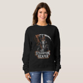Sensenmann Steampunk Todesgott Zahnräder Zylinder Sweatshirt (Vorne ganz)