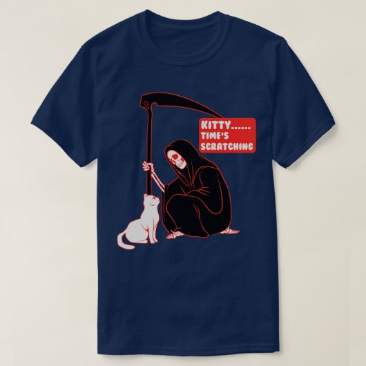 Sensenmann und Katze T-Shirt (Design vorne)