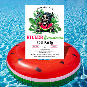 Sensenmann Wassermelone Sommerween Poolparty Einladung