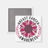 Sensibilisierung für Brustkrebs - Rosa Blume Magnet (Vorderseite/Rückseite)