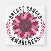 Sensibilisierung für Brustkrebs - Rosa Blume Magnet (Vorne)