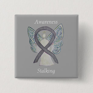 Sensibilisierung für Silberner Engel Ribbon Art Bu Button
