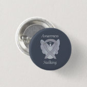 Sensibilisierung für Silberner Engel Ribbon Art Bu Button (Vorne & Hinten)