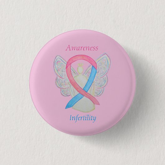 Sensibilisierung für Unfruchtbarkeit Engel Pink & Button (Vorderseite)