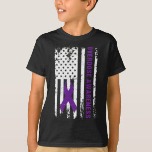 Sensibilisierung Lila Multiband-Sucht Erholung T-Shirt