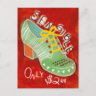 Sensible Oxford Shoes Postcard - farbenfrohe Mode Postkarte