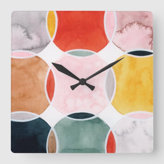 Sensikal - Kreismuster Quadratische Wanduhr (Vorderseite)