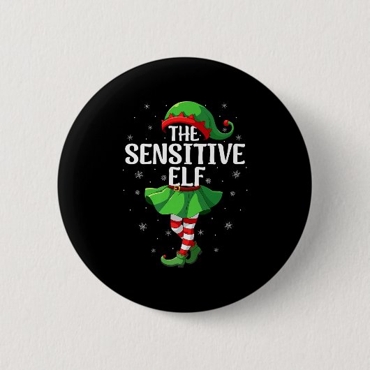Sensitive Elf Christmas Girls Women Elf Squad Xmas Button (Vorderseite)