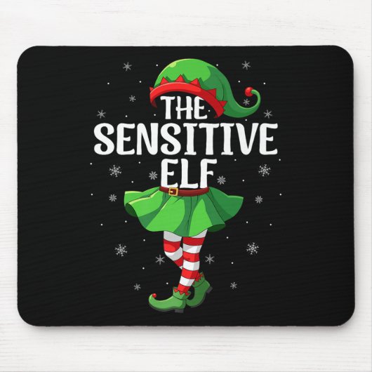 Sensitive Elf Christmas Girls Women Elf Squad Xmas Mousepad (Vorne)