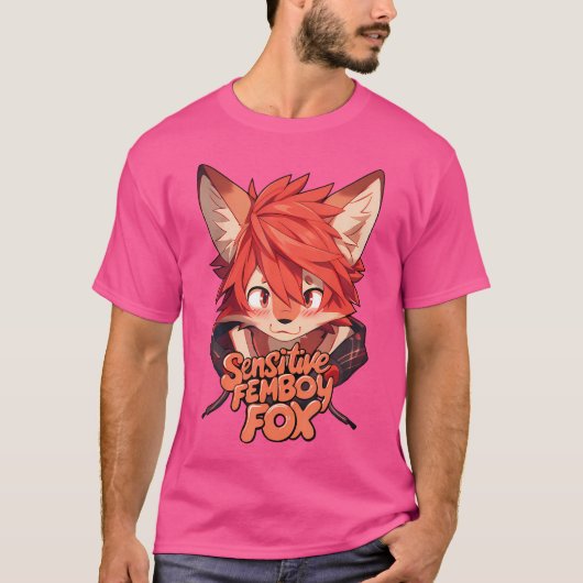 Sensitive Femboy Fox Furry Fandom Artist Merch T-Shirt (Vorderseite)