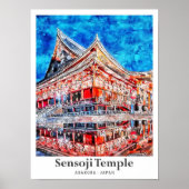 Sensoji Temple Asakusa Japan Reisen Wasserfarbe Poster (Vorne)