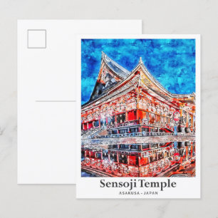 Sensoji Temple Asakusa Japan Reisen Wasserfarbe Postkarte