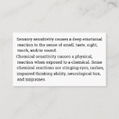 Sensorische oder chemische Empfindlichkeit Visitenkarte (Rückseite)