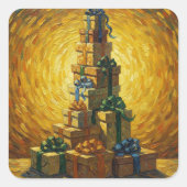 Sensual Van Gogh-esque Christmas line Quadratischer Aufkleber (Vorderseite)