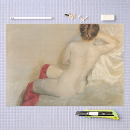 Sensual Weibliche Schönheit mit roten Strümpfen Seidenpapier (Handwerk)