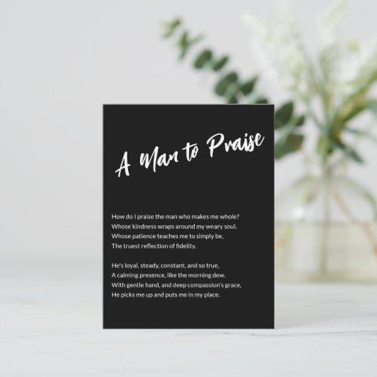 Sentimental "A Man to Lob" Postkarte (Stehend Vorderseite)