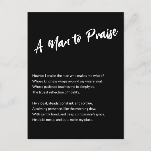 Sentimental "A Man to Lob" Postkarte (Vorderseite)