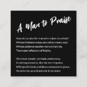 Sentimental "A Man to Lob" Quadratische Visitenkarte (Vorderseite)