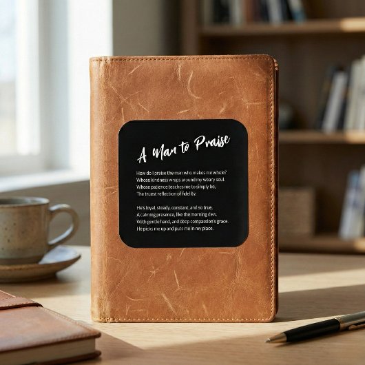 Sentimental "A Man to Lob" Quadratischer Aufkleber