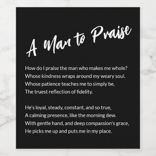 Sentimental "A Man to Lob" Weinetikett (Einzelnes Label)