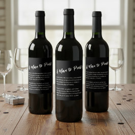 Sentimental "A Man to Lob" Weinetikett