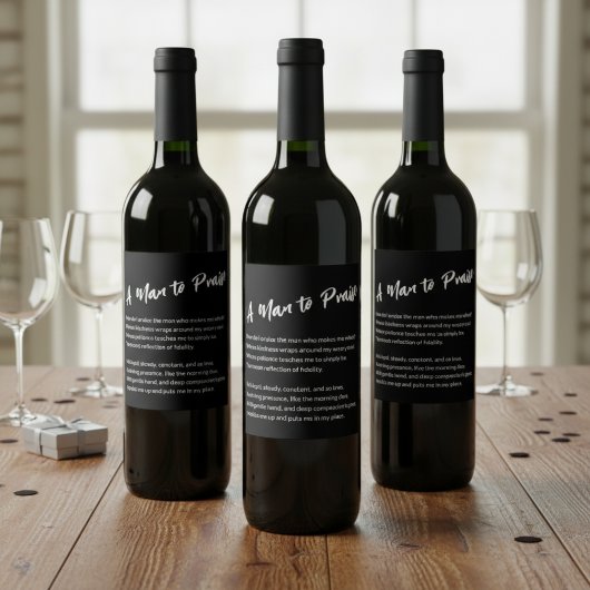 Sentimental "A Man to Lob" Weinetikett