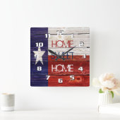 Sentimental and Patriotic Home Sweet Home Texas Quadratische Wanduhr (Zuhause)