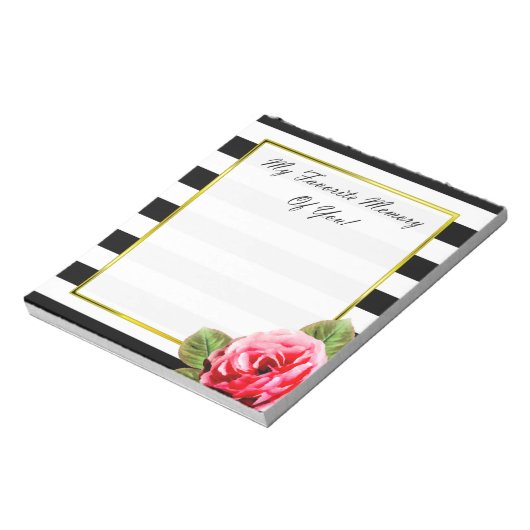 Sentimental Birthday Keepake Memento Pink Rose Notizblock (Rotiert)