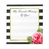 Sentimental Birthday Keepake Memento Pink Rose Notizblock (Vorderseite)