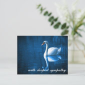Sentimental Blue Calm Waters Swan Beileid Postkarte (Stehend Vorderseite)