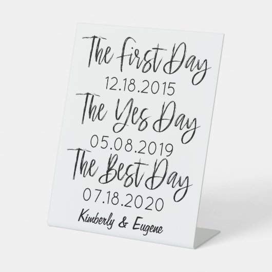 Sentimental Dates Sign | Hochzeit | BRAUTPARTY Sockelschild (Vorderseite)