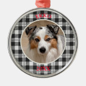 Sentimental Dog Portrait Buffalo Kariertes Design Ornament Aus Metall (Vorne)