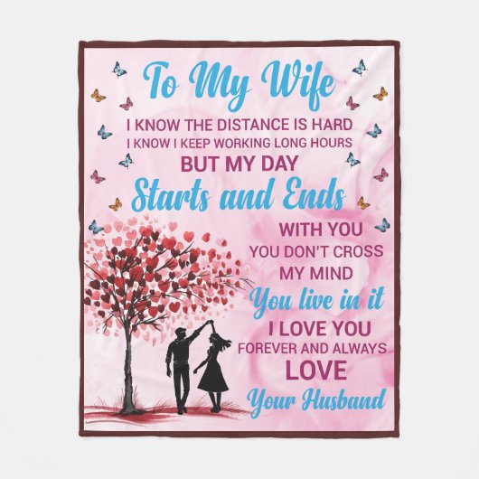 sentimental Ehefrau Husband Wortart Fleecedecke (Vorderseite)