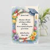 Sentimental Floral Watercolor Poem Graduation Card (Stehend Vorderseite)