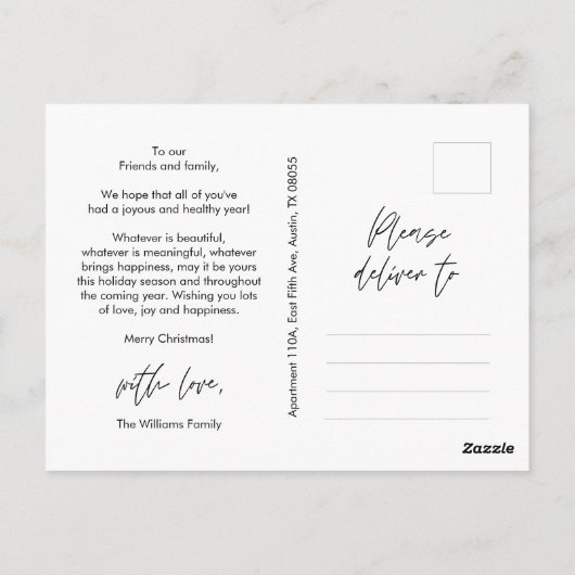 Sentimental, frohe Weihnachten, Familienfest Foto Postkarte (Rückseite)