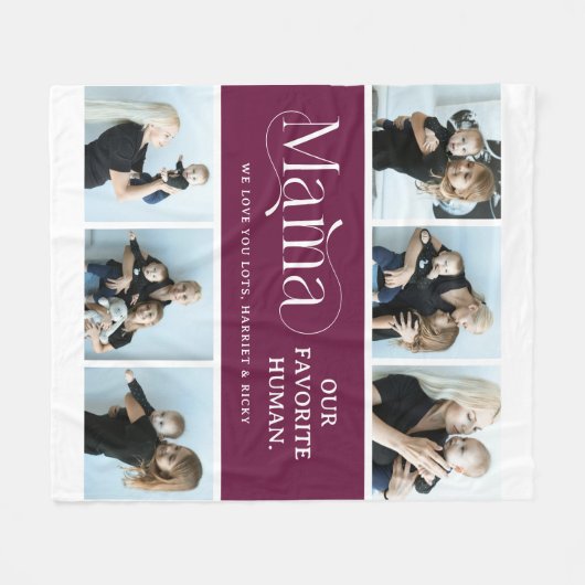 Sentimental Photo Collage Mama Keepsake  Fleecedecke (Vorderseite (Horizontal))