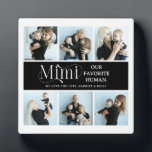 Sentimental Photo Collage Mimi Keepsake  Fotoplatte<br><div class="desc">Create the perfect gift for the most amazing mom with our easy-to-use template, featuring six photos of cherished memories and the cute saying 'Mimi, Our favorite human' on a black colored background that can be changed to your choice of colors. Complete with your child/rens name and a cute "we love...</div>