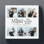 Sentimental Photo Collage Mimi Keepsake  Fotoplatte<br><div class="desc">Create the perfect gift for the most amazing mom with our easy-to-use template, featuring six photos of cherished memories and the cute saying 'Mimi, Our favorite human' on a white colored background that can be changed to your choice of colors. Complete with your child/rens name and a cute "we love...</div>