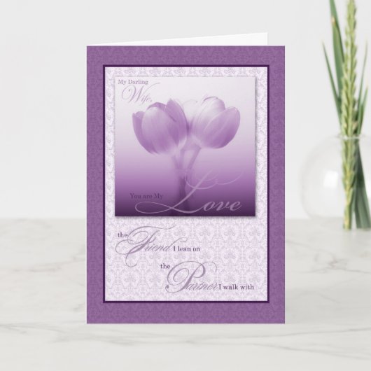 Sentimental Wife’s Birthday Purple Tulips Karte (Vorderseite)