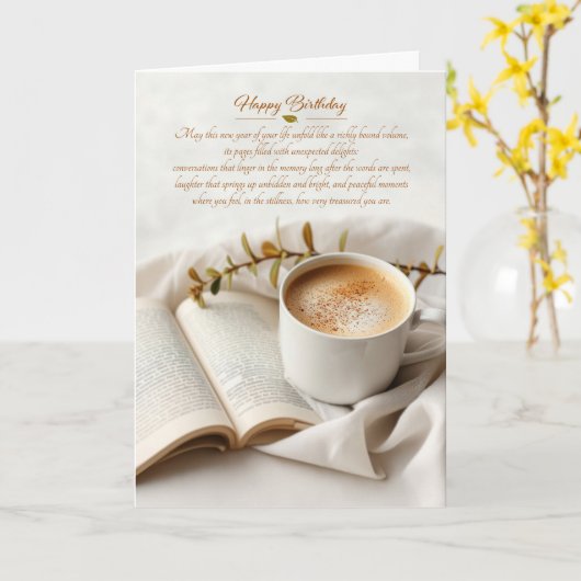 Sentimentale Geburtstagskaffee und Buch Karte (Gelbe Blume)