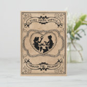 Sentimentales Sepia Vintage Silhouetten-Herz Feiertagskarte (Stehend Vorderseite)
